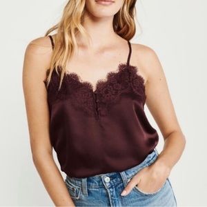 Abercrombie and Fitch Burgundy Lace Camisole Tank